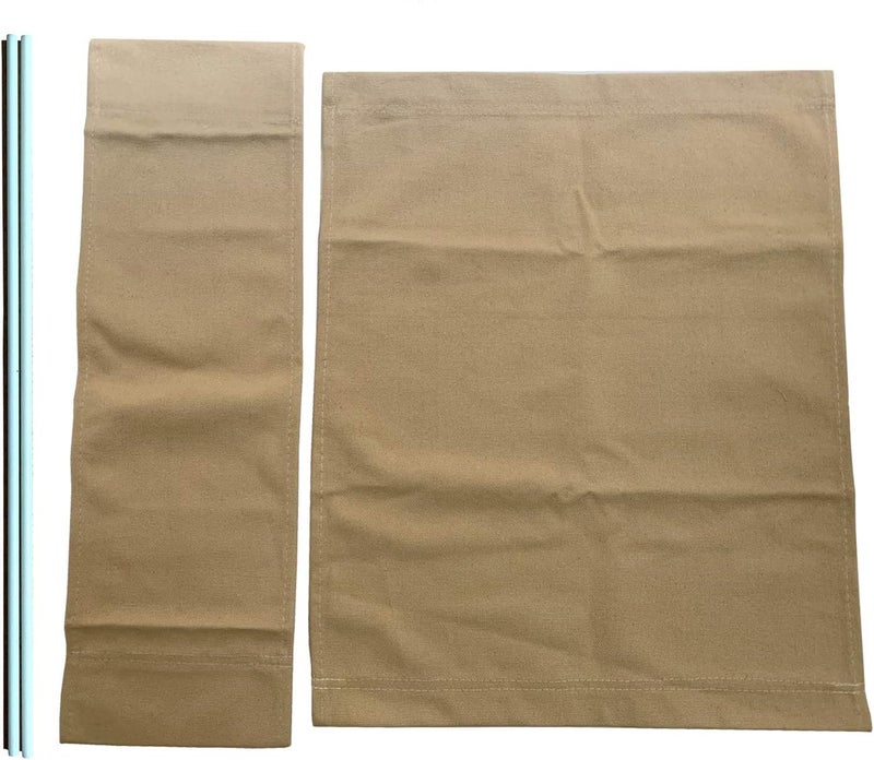 TBACW 1 Set (3pcs) 18''L X 15''W Directors Chair Canvas Replacement Director Chair Replacement Canvas with Round Fiberglass Stick for Directors Chairs Director Chair Covers Replacement Canva (Beige) - Image 1